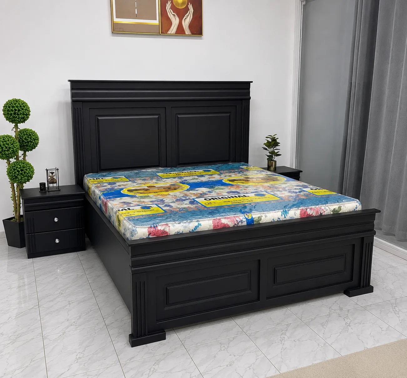 Executive Black Wooden Bed custom-made furniture by Moon Furniture
