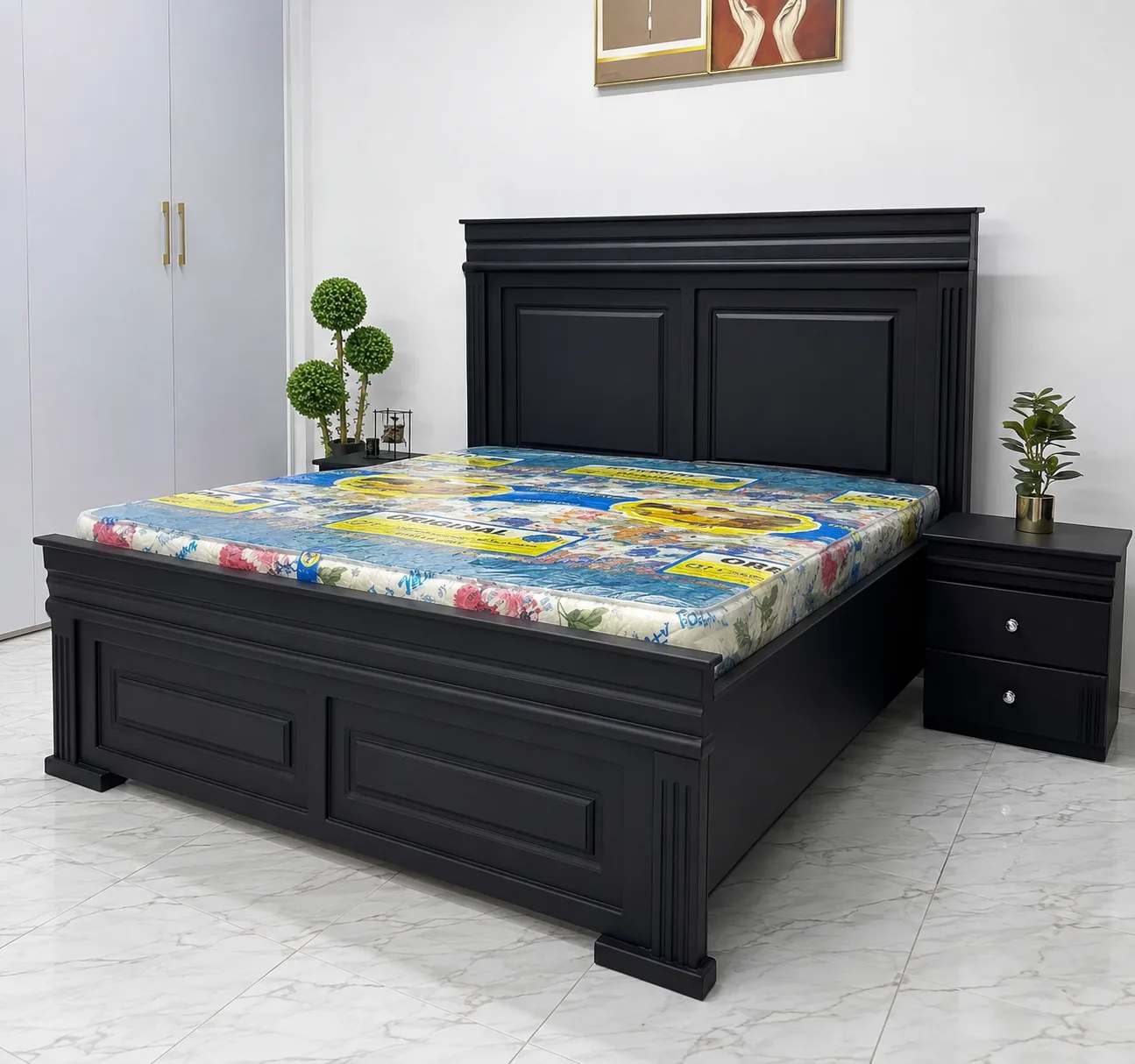 Executive Black Wooden Bed custom-made furniture by Moon Furniture