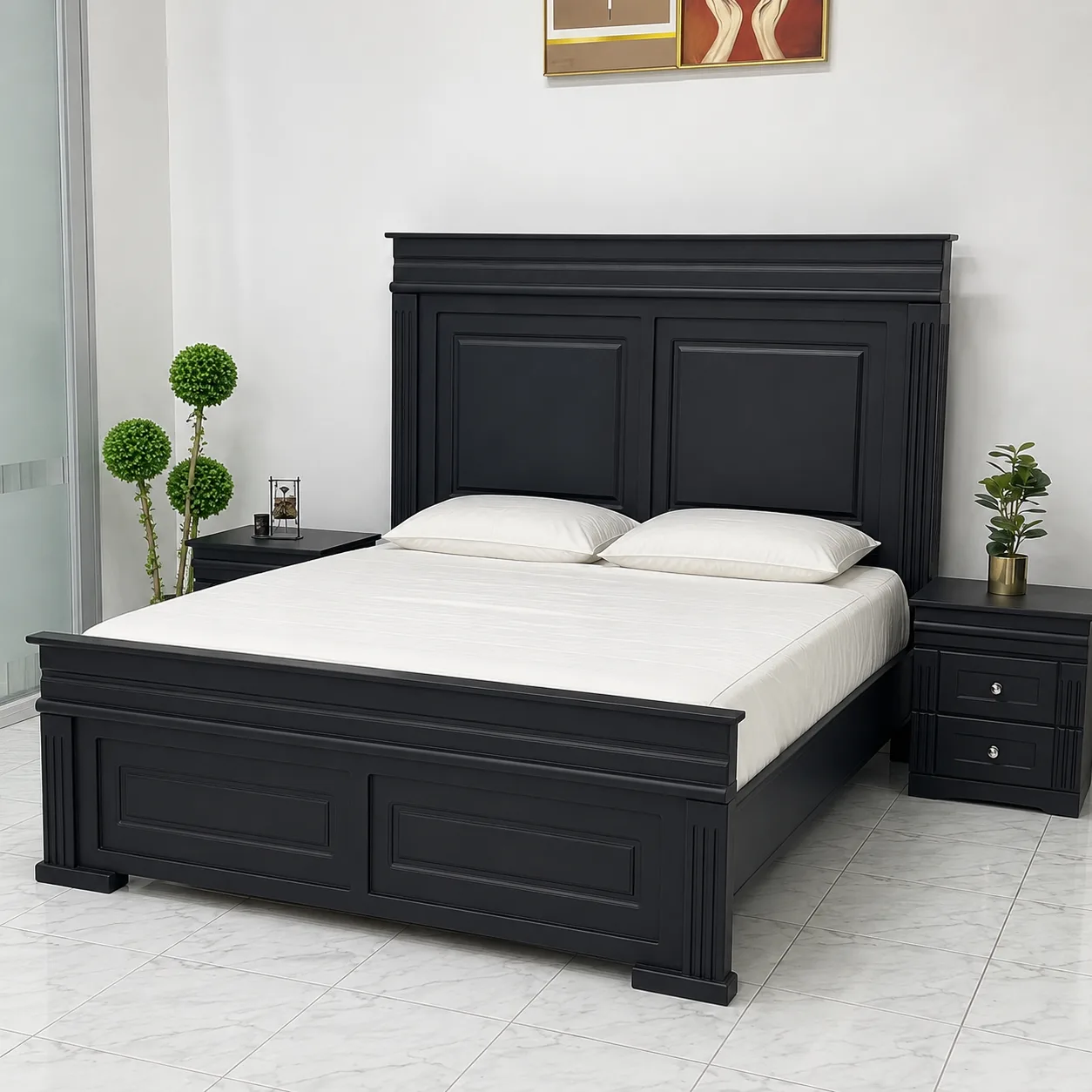 Executive Black Wooden Bed custom-made furniture by Moon Furniture