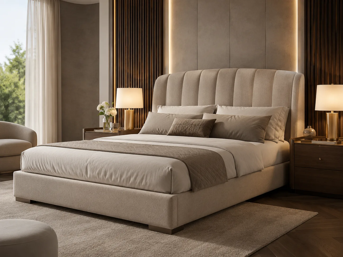 Aurora Upholstered Bed by Moon Furniture - custom-made bed