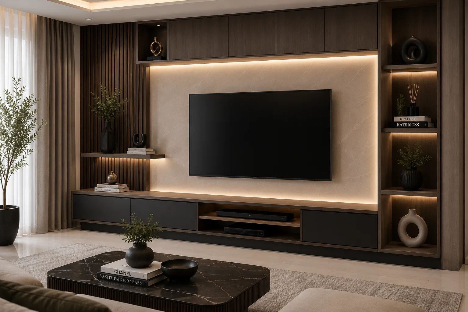 Bespoke TV Wall Unit by Moon Furniture - custom-made tv wall unit