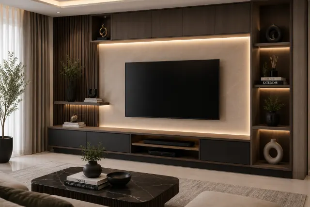 Bespoke TV Wall Unit by Moon Furniture - custom-made tv wall unit
